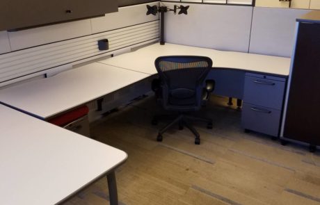 large office workstation with filing cabinets and drawing area