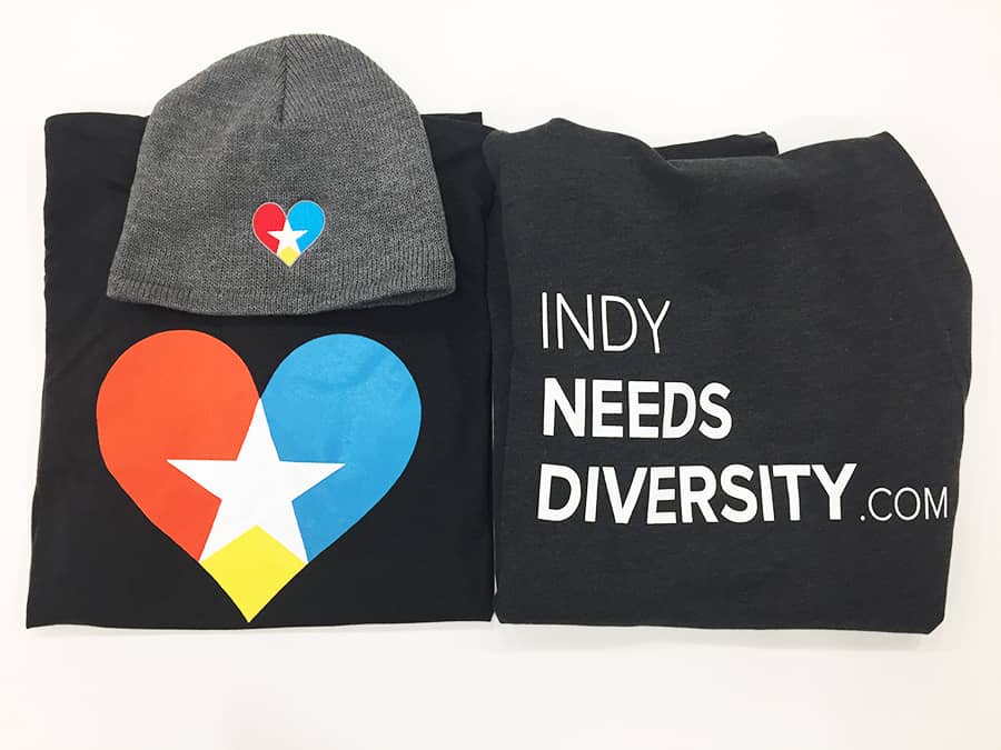 Indy needs diversity shirts and cap