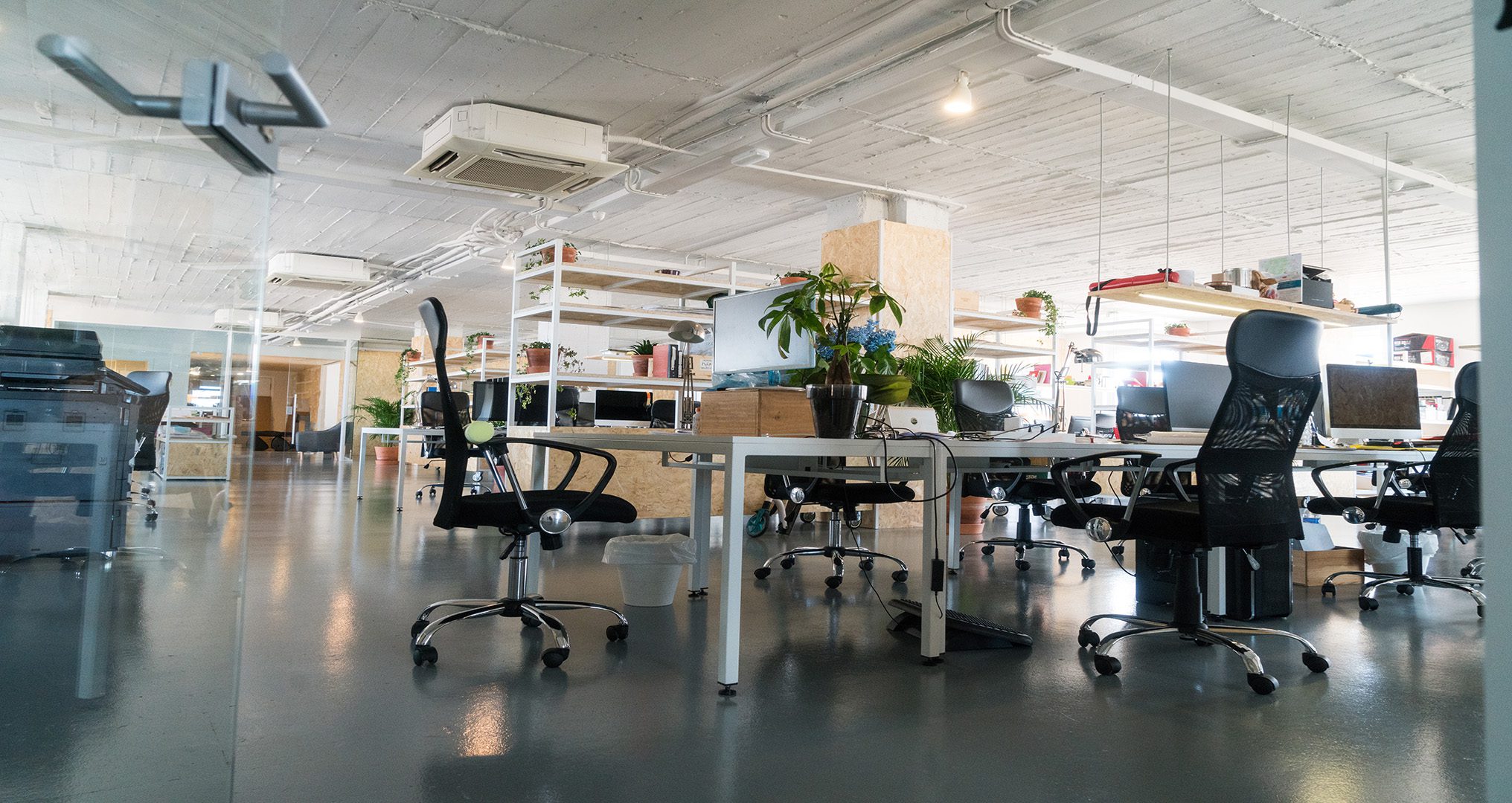 smaller, open office space